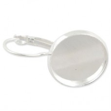 16mm ID Silver Plated Leverback Earwires with Cab Setting