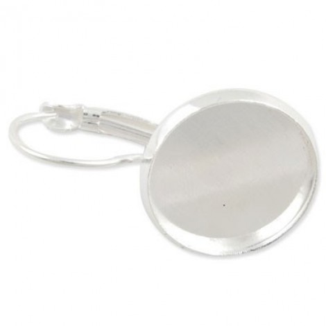 16mm ID Silver Plated Leverback Earwires with Cab Setting