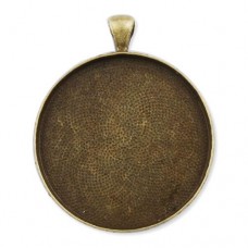38mm ID Antique Bronze Round Bezel Pendant Frames - Pack of 2
