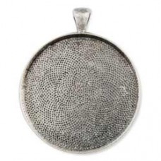 38mm ID Antique Silver Round Cab Pendant Setting