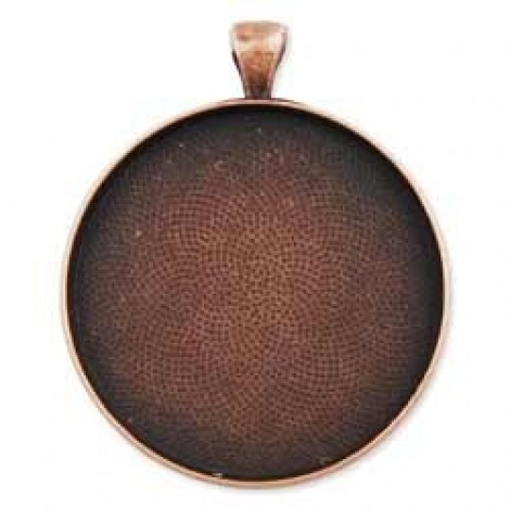 38mm ID Antique Copper Round Cabochon Pendant Setting - Pack of 2