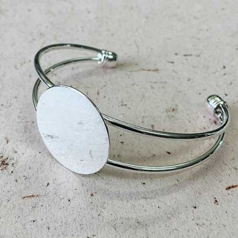 Silver Plated Adjustable Bracelet with 25mm Flat Pad - each