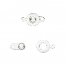 7mm Silver Plated 1-Strand Ball & Socket Snap Clasps - Pack of 2
