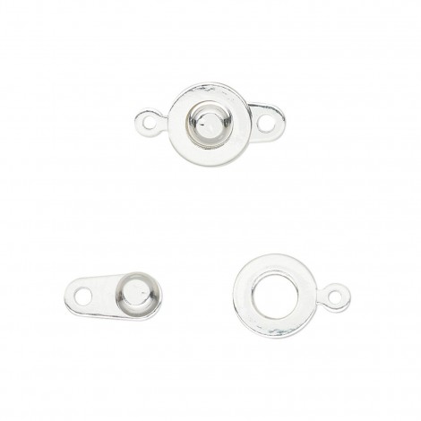 7mm Silver Plated 1-Strand Ball & Socket Snap Clasps - Pack of 2