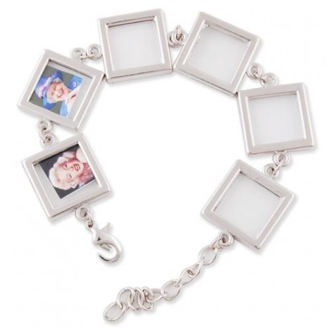 Silver Plated Photo Frame Bracelet with 6 Frames to fit 15x15mm Photos - each