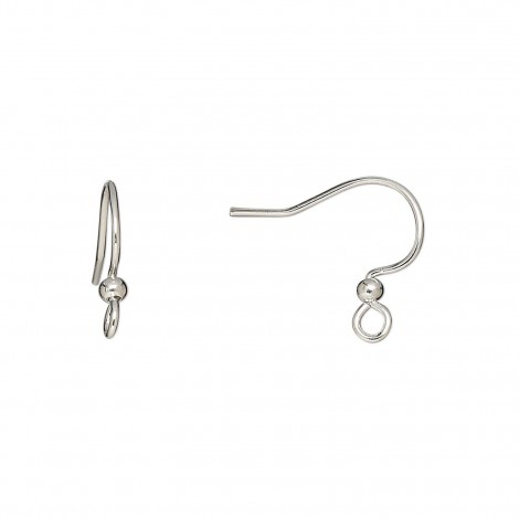 14mm Silver Plated Surgical Steel 21ga Earwires with 2.5mm ball - Pack of 5 Pair