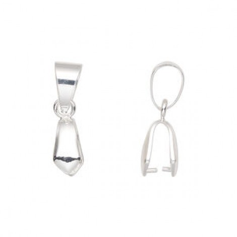 22x5mm Silver Plated Brass Pinch Bails with Cord Loop Bail + 8mm Grip Length - Pack of 2 22x5mm Silver Plated Brass Pinch Bails with Cord Loop Bail + 8mm Grip Length - Pack of 2