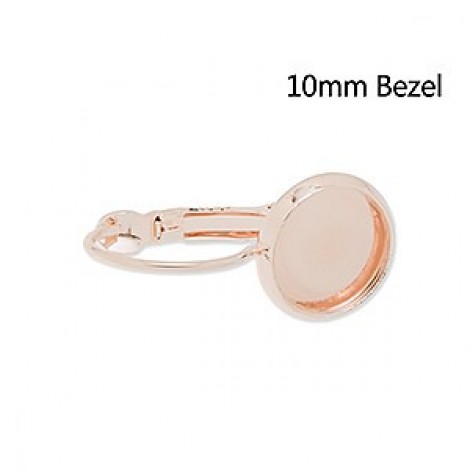 10mm ID Light Rose Gold Plated Leverback Earring Cab Settings