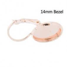 14mm ID Rose Gold Plated Leverback Earwire Cab Settings