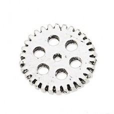 15mm Antique Silver Steampunk Gear Connector 3 - Pack of 10