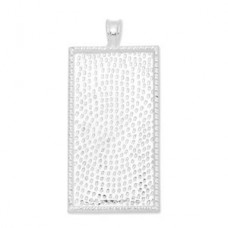25x50mm ID Rectangle Pendant Tray - Bright Silver Plated