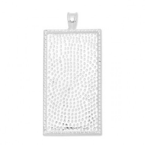 25x50mm ID Rectangle Pendant Tray - Bright Silver Plated