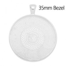 35mm ID Silver Plated Round Pendant Bezel Tray
