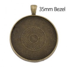 35mm ID Ant Bronze Round Pendant Bezel Tray