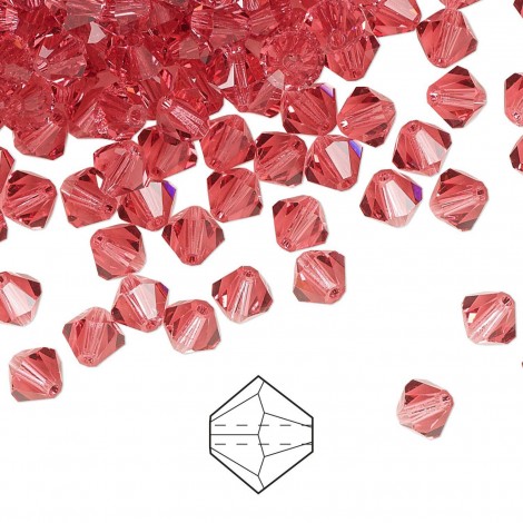 5mm Swarovski Crystal Bicones - Indian Pink - Pack of 10