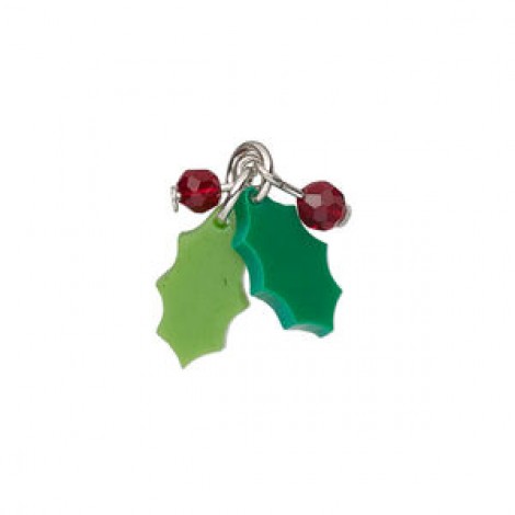 18.5x11mm Acrylic + Glass Holly Leaf Christmas Charms - Pack of 4 18.5x11mm Acrylic + Glass Holly Leaf Christmas Charms - Pack of 4