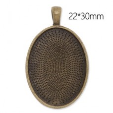 22x30mm Ant Bronze Plated Alloy Oval Pendant Bezel