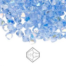 4mm Swarovski Faceted Bicones - Sapphire Light AB - Pack of 10