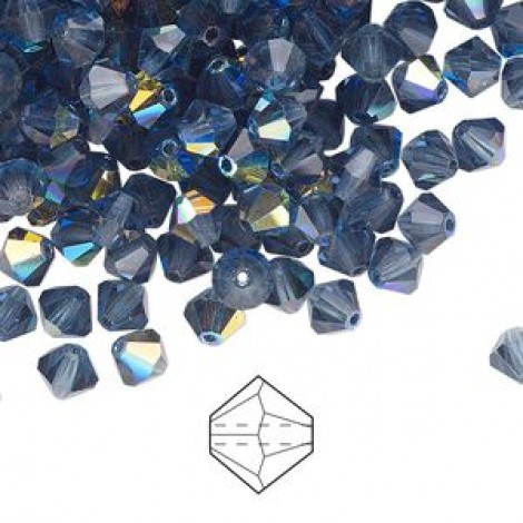 5mm Swarovski Bicones - Montana AB - Pack of 10