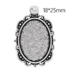 18x25mm ID Oval Ant Silver Pendant Bezel Setting - Pack of 2