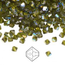 5mm Swarovski Faceted Bicones - Olivine AB - Pack of 10