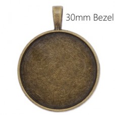 30mm ID Ant Bronze Round Pendant Bezel Tray