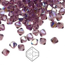 5mm Swarovski Crystal Bicones - Amethyst AB - Pack of 10
