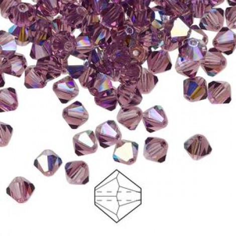 5mm Swarovski Crystal Bicones - Amethyst AB - Pack of 10
