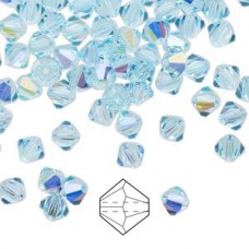 5mm Swarovski Faceted Crystal Bicones - Aqua AB - Pack of 10