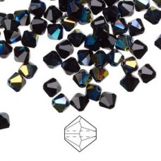5mm Swarovski Crystal Bicones - Jet AB - Pack of 10
