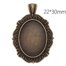 22x30mm ID Ant Bronze Oval Pendant Tray