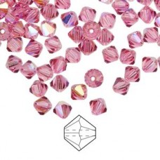 5mm Swarovski Crystal Bicones - Rose AB - Pack of 10