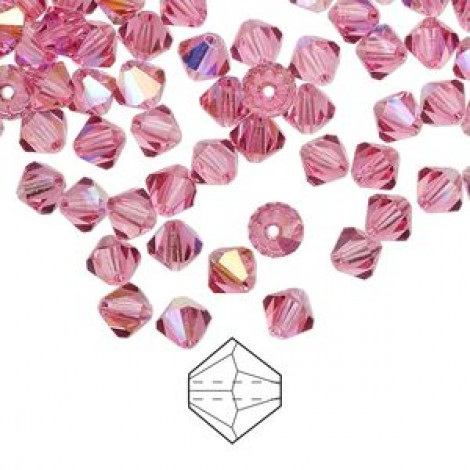 5mm Swarovski Crystal Bicones - Rose AB - Pack of 10