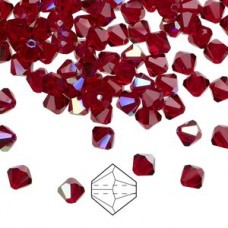 4mm Swarovski Crystal Bicones - Siam AB - Pack of 10