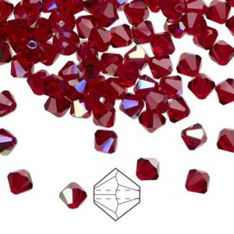 8mm Swarovski 5328 Crystal Bicones - Siam AB - Pack of 5