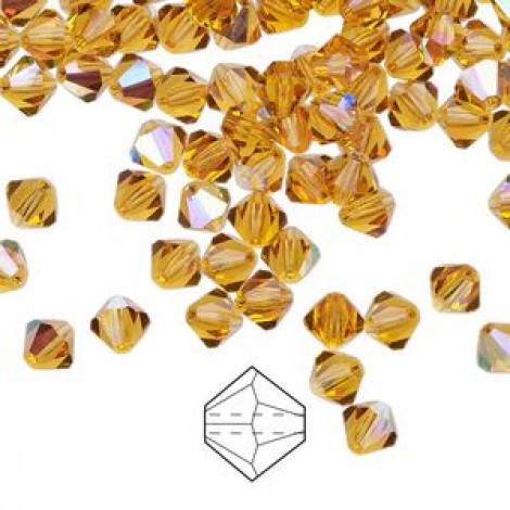 5mm Swarovski Crystal Bicones - Topaz AB - Pack of 10
