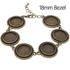 18mm ID Ant Bronze Plated Round Bracelet w/Ext chain