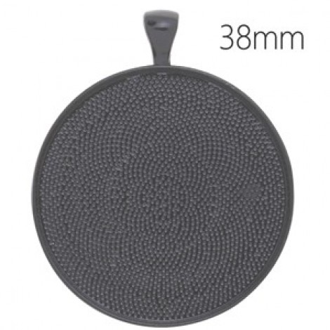 38mm ID Round Black Plated Pendant Bezel Trays - Pack of 2