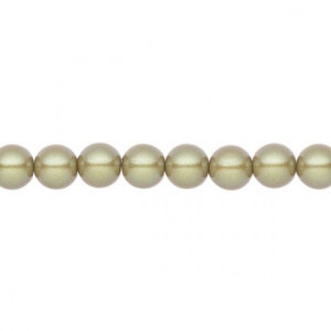 6mm Czech Preciosa Nacre Crystal Pearls - Pearlescent Khaki - Pack of 10