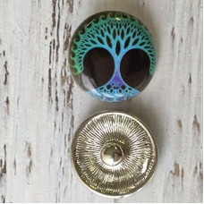 20mm Noosa Style Celtic Tree of Life on Black Enamel Snap Chunks - Each