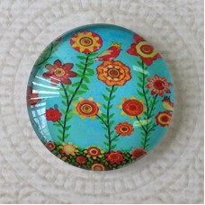 25mm Art Glass Backed Cabochons - Flora 9 - Pack of 5
