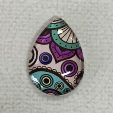 18x25mm Art Glass Backed Teardrop Cabochons - Deco Droplet Mix Design 3 - Each