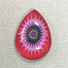 18x25mm Art Glass Backed Teardrop Cabochons - World Droplet Mix Design 1 - Each