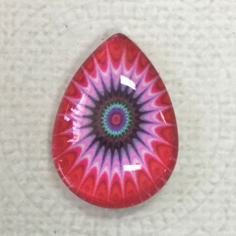 18x25mm Art Glass Backed Teardrop Cabochons - World Droplet Mix Design 1 - Each 18x25mm Art Glass Backed Teardrop Cabochons - World Droplet Mix Design 1 - Each