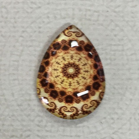 18x25mm Art Glass Backed Teardrop Cabochons - Paisley 3 - each