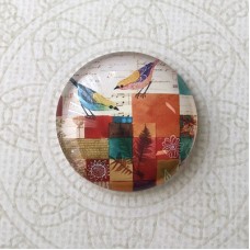 30mm Art Glass Backed Cabochons - Birds on a Roof