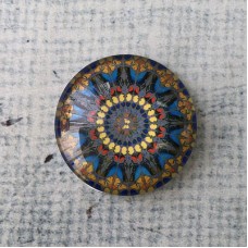 25mm Art Glass Backed Cabochons - Multi-Colour Butterfly Mandala