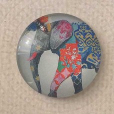 25mm Art Glass Backed Cabochons - Indian Elephant Painting 2 - Each
