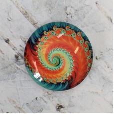 25mm Art Glass Backed Cabochons - Colourful Fractals 1