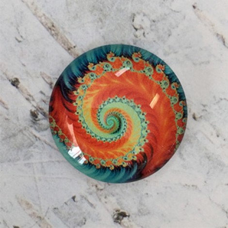 25mm Art Glass Backed Cabochons - Colourful Fractals 1